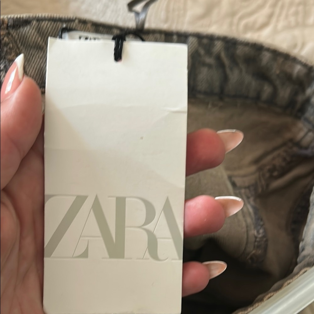 Zara Strapless Denim Bustier in Faded Taupe - Picture 4 of 8